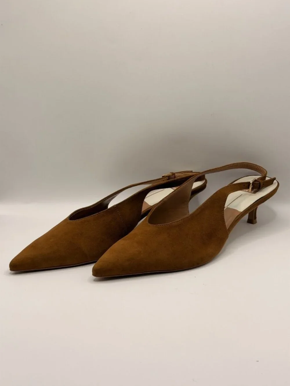 Dolce Vita Womens Alenna Dark Brown Suede Slingbacks Kitten Heels Sz 11
